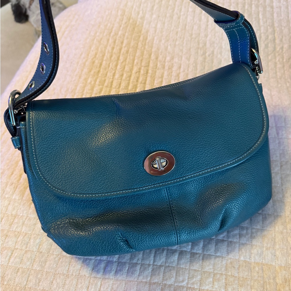 Coach Teal Leather Shoulder Bag